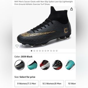 Men's blk/gold cleats. Size 8.5